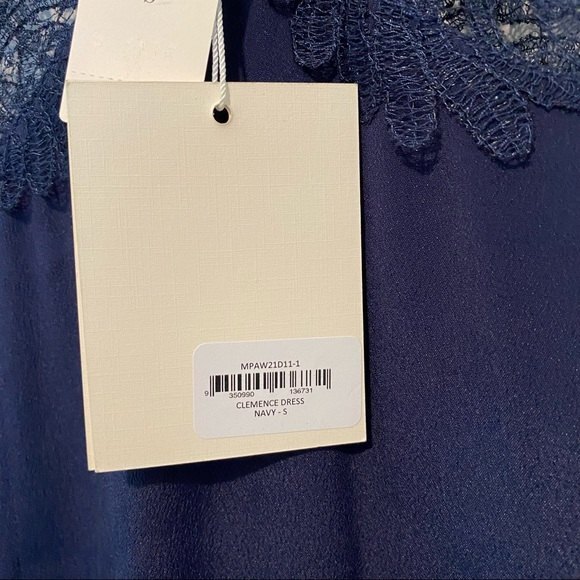 Magali Pascal Dress Anthropologie Navy Blue Clemence Lace Silk Coquette Mini - Picture 7 of 13